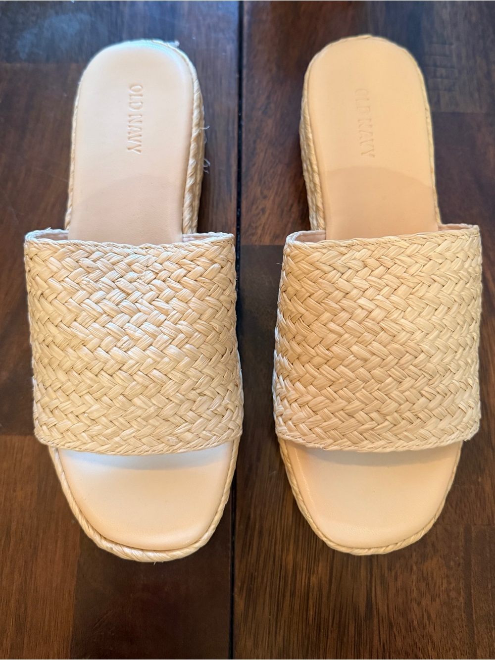 Never Worn - Old Navy Raffia Woven Platform Wedge Sandals Size 7